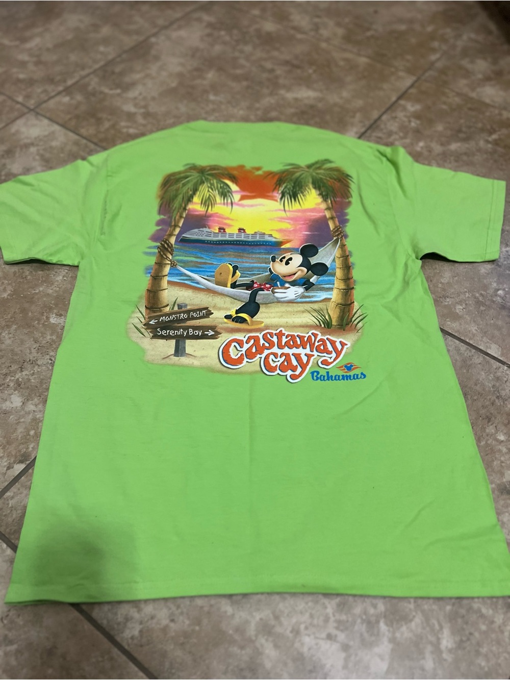 Disney Castaway Cay Bahamas Mickey Graphic Tee - Lime Green